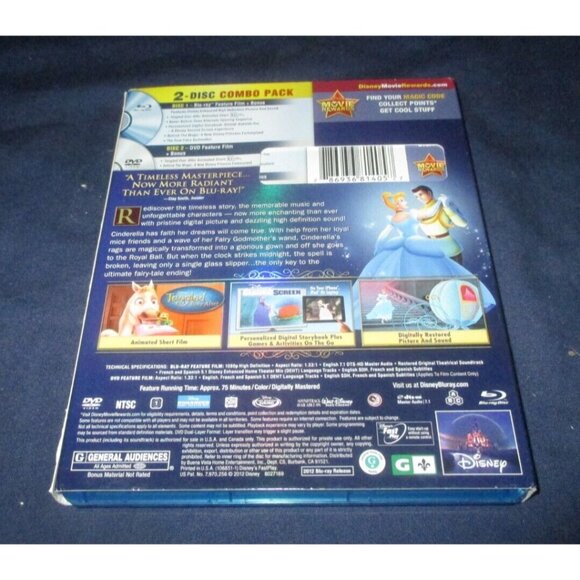 Cinderella (Blu-ray/DVD, 2012, 2-Disc Set, Diamond Edition) w/ slipcover - Picture 2 of 6